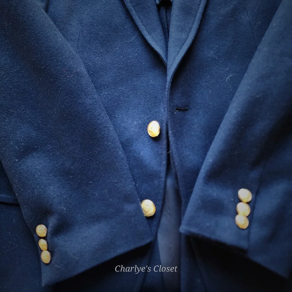 Vtg Marshall Fields & Co Chicago Stanley Blacker Heritage Navy‎ Wool Blazer 38R